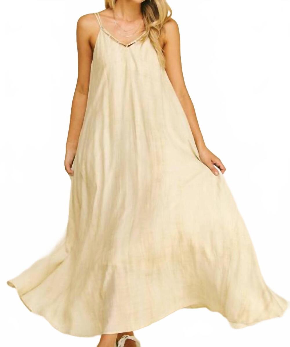NEW PINCH textured woven maxi dress in oatmeal